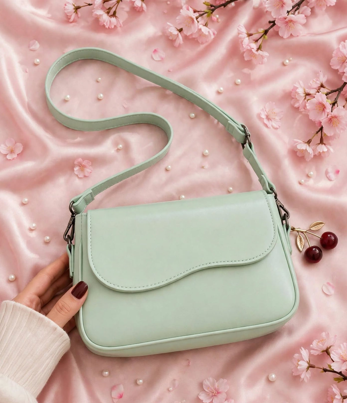 Girl's PU Leather Plain Shoulder Bag