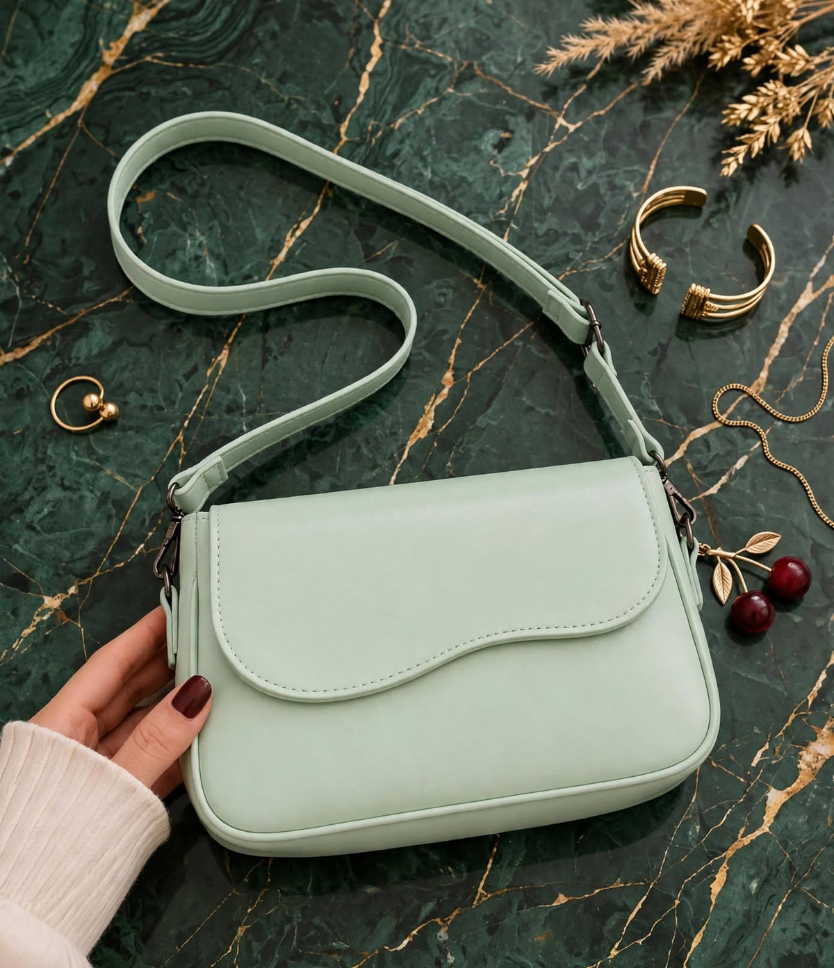 Girl's PU Leather Plain Shoulder Bag