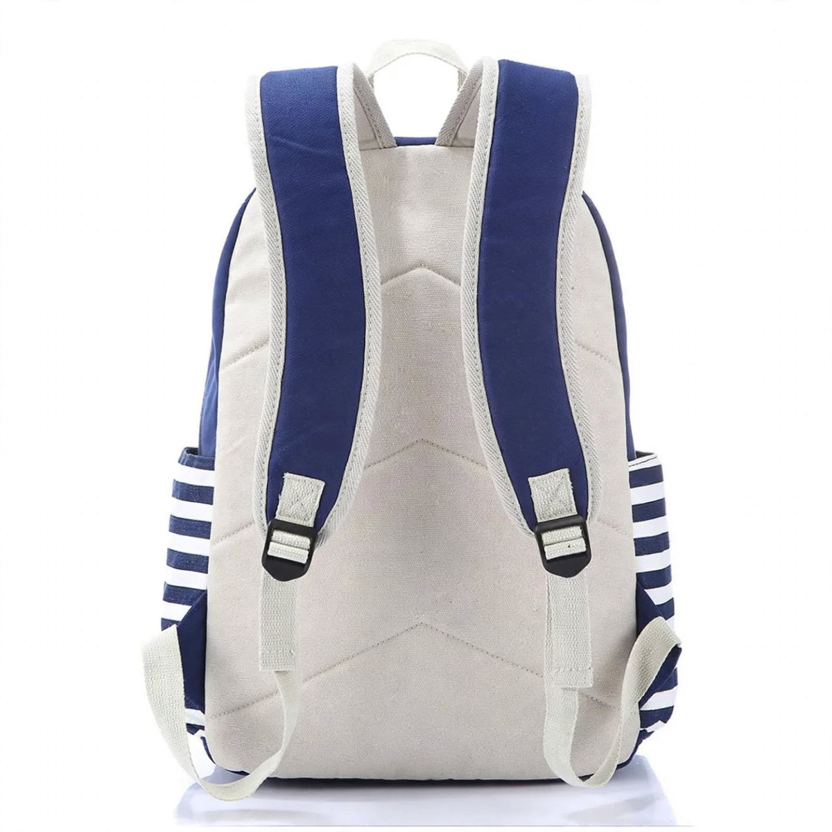 Blue Canvas Girls School Backpack with Stripes