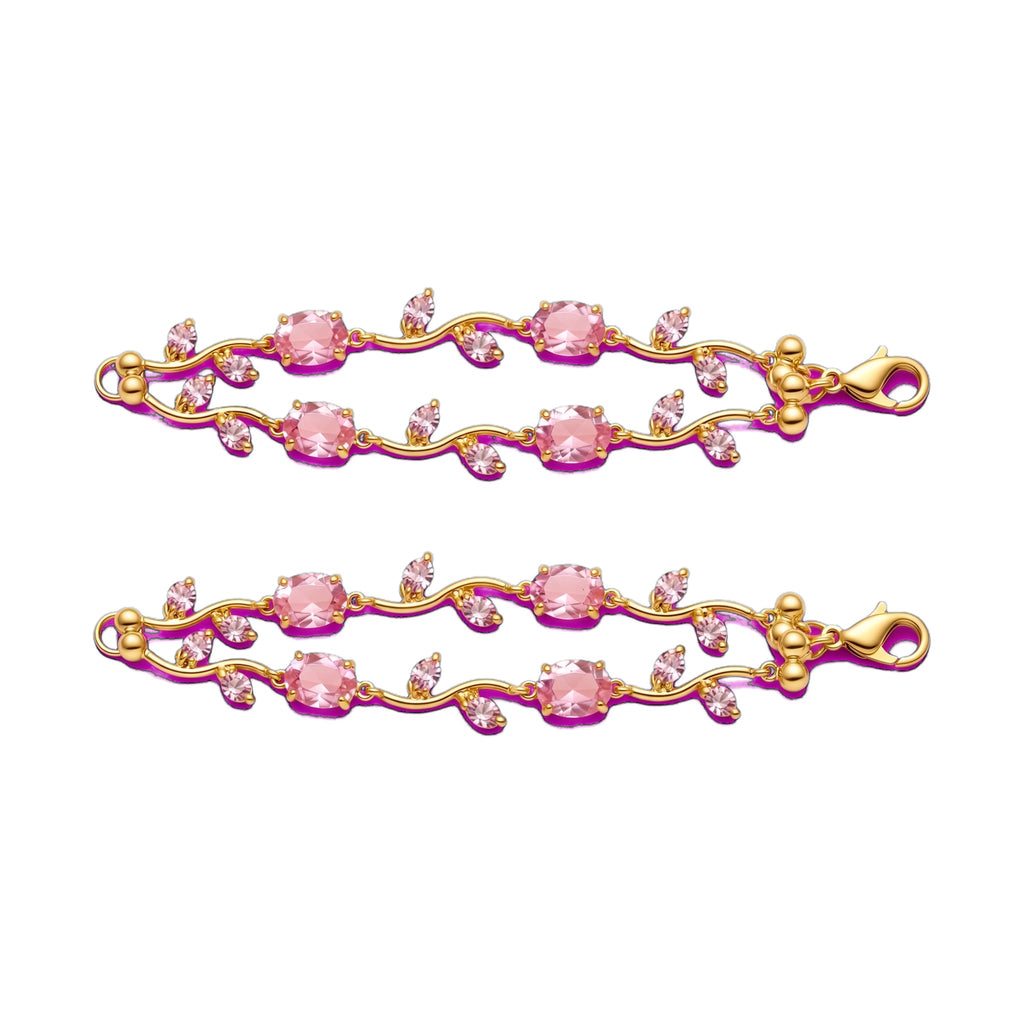 Golden Base Pink Trending Tulip Bracelet - 2 Pcs Set